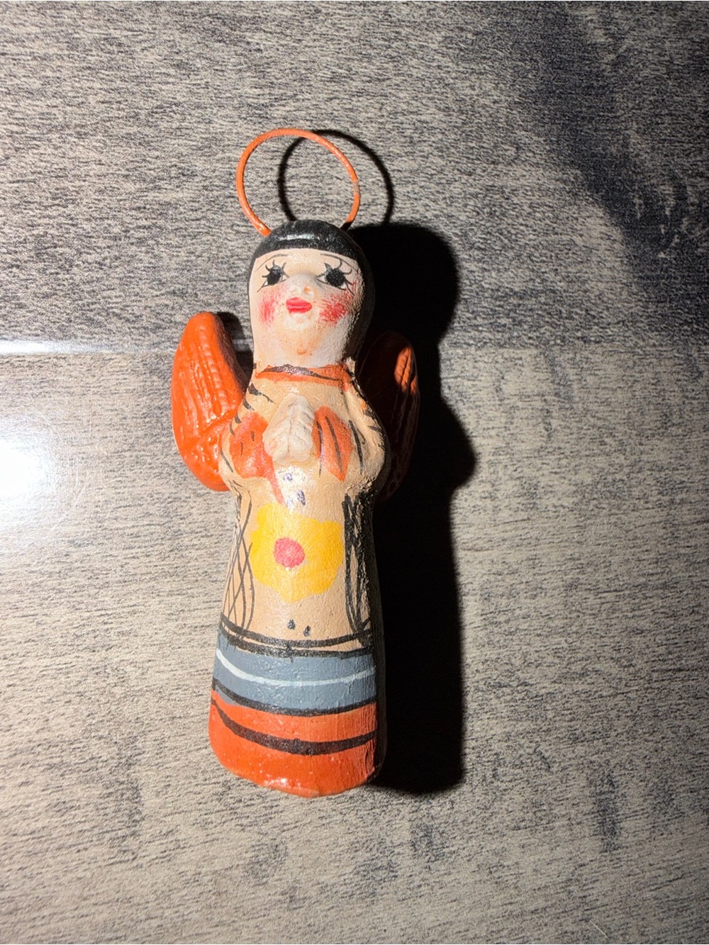 Vintage Mexican Hand-Painted tonala Figurine Set in Orange and Black - Picture 5 of 10